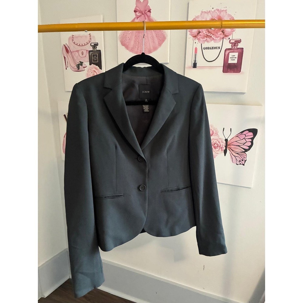 J.Crew Womens Charcoal Gray Two Button Tailored Blazer Jacket Size 2T